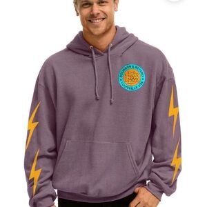 Aviator Nation Purple Hoodie with Yellow Lightning Bolts